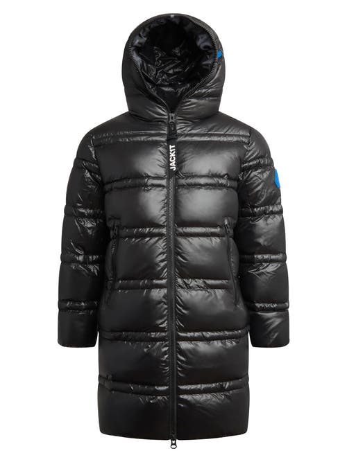 Jack1t R4d Tramline Hooded Long Puffer Coat In Black