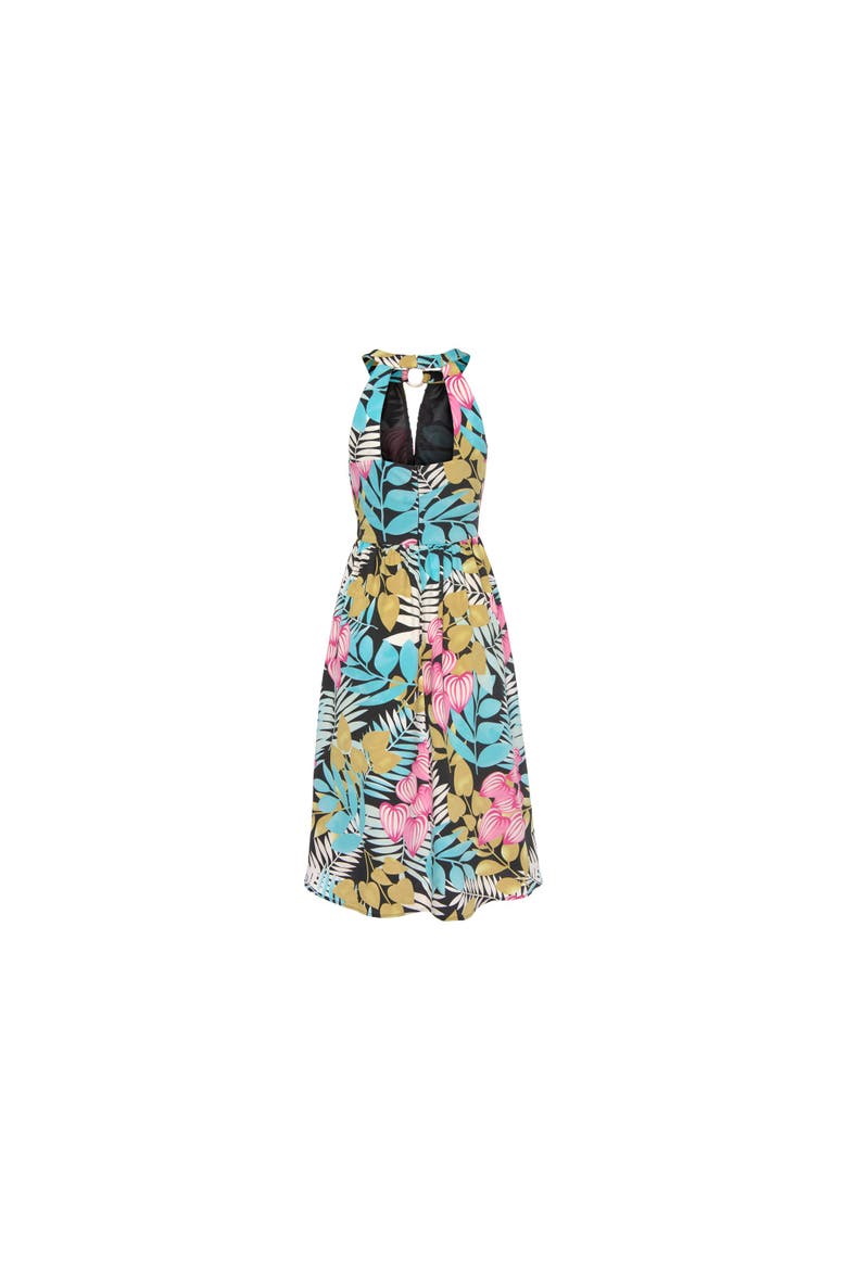 High Low Cutout Dress, Alternate, color, Green Patterned