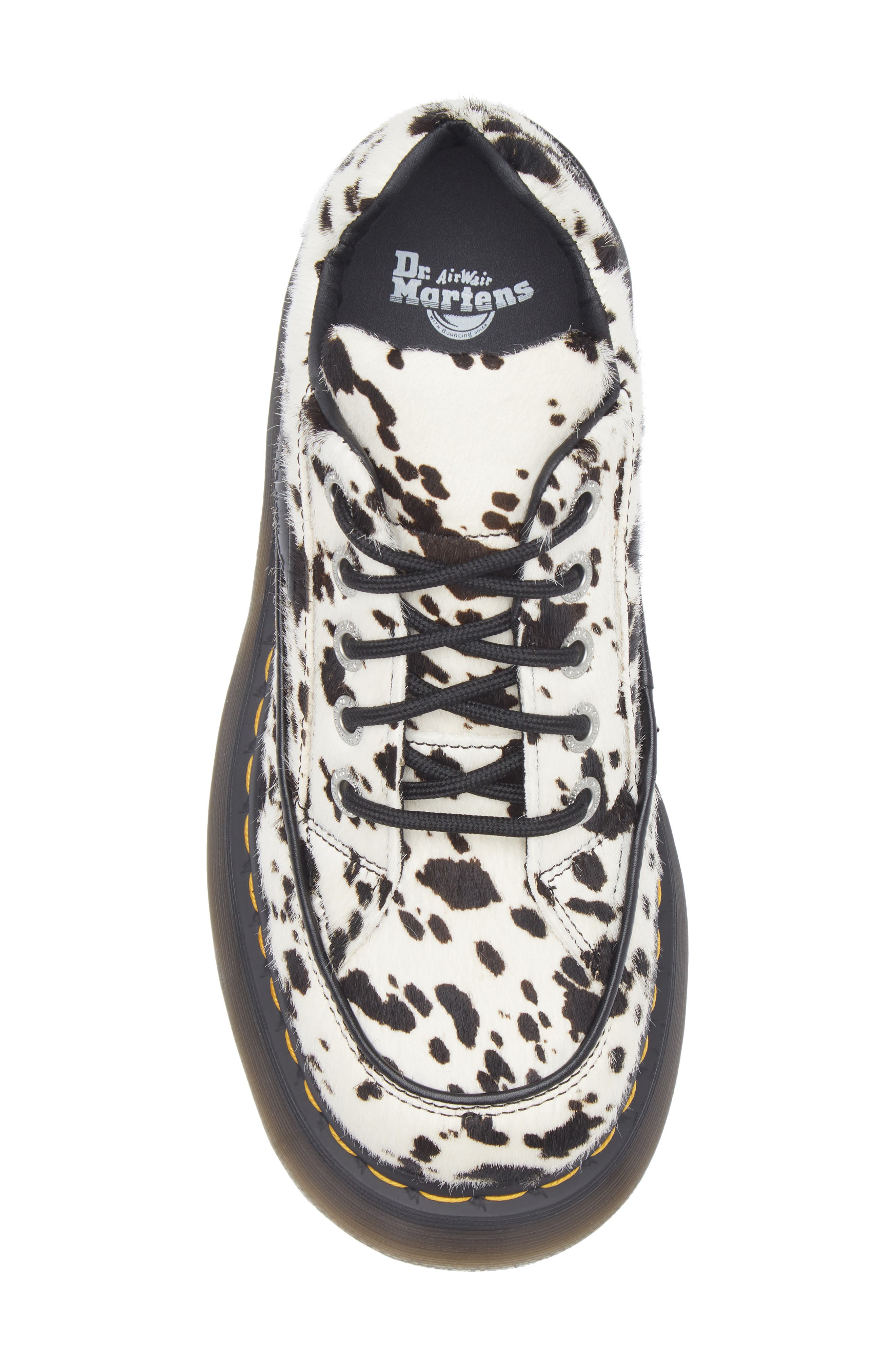 Dr. Martens Buzz 5i Genuine Calf Hair Platform Oxford, Alternate, color, Cream And Black Calf Hair