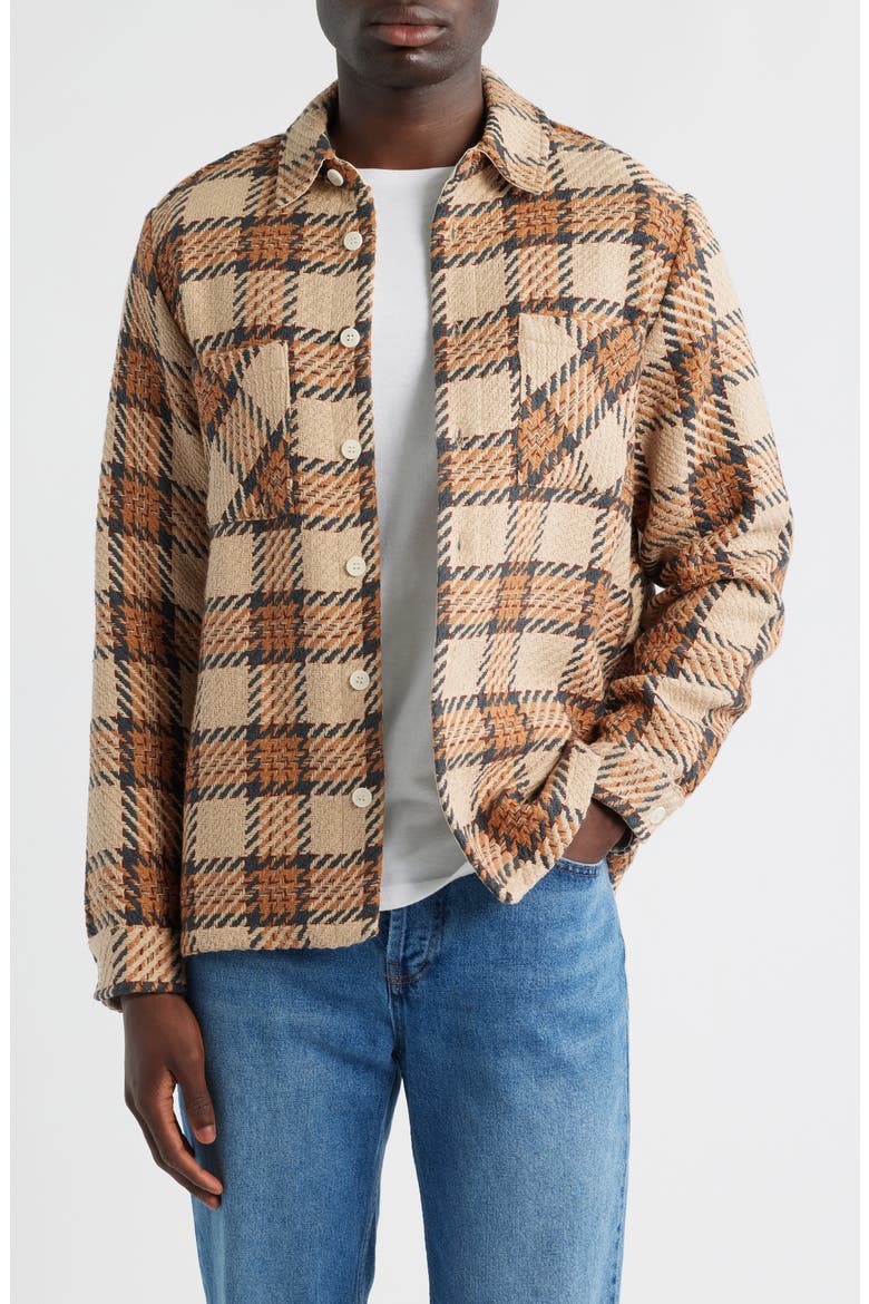 Whiting Check Cotton Blend Button-Up Shirt Jacket, Main, color, BEIGE MULTI