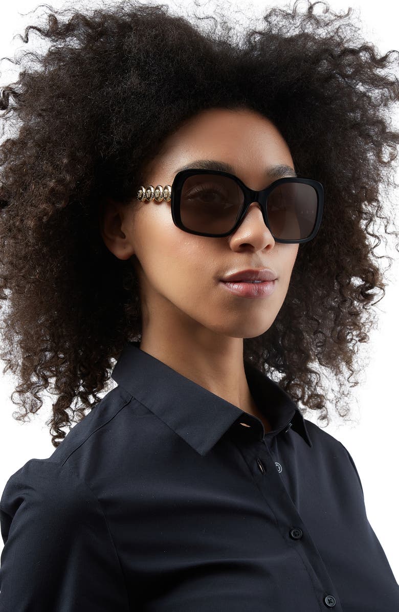 Versace 53mm Square Sunglasses, Alternate, color, Black/ Grey Solid