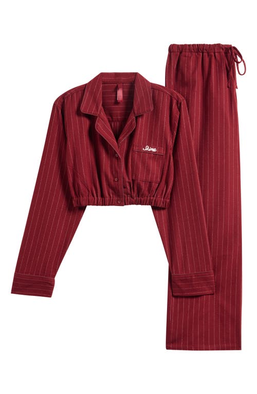 Skims Elevated Flannel Crop Pajamas In Red