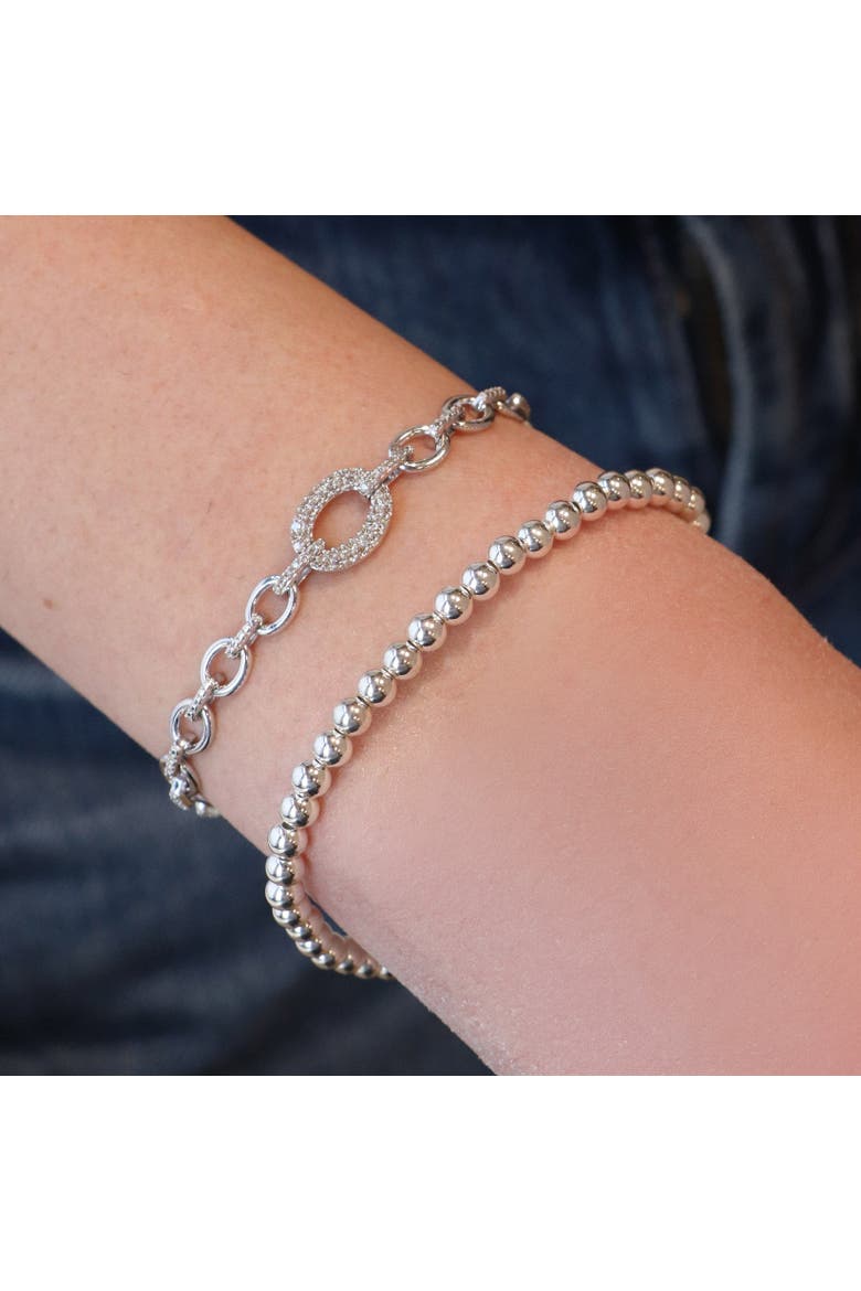 Diamond Round Link Bracelet, Alternate, color, Sterling Silver