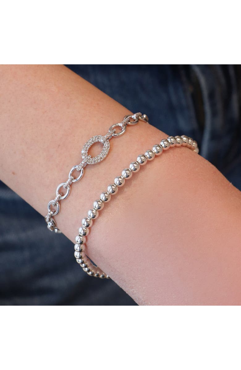 The Lovery Fine Jewelry Diamond Round Link Bracelet, Alternate, color, Sterling Silver