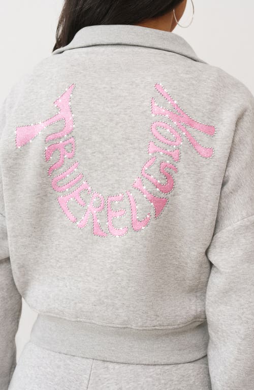 True Religion Script Logo 1/4 Zip Pullover In Gray