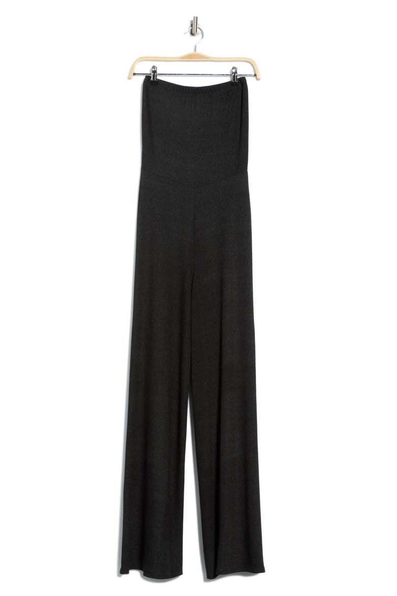 Strapless High Slit Jumpsuit, Alternate, color, BLACK