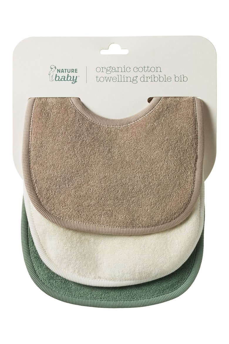 Dribble Assorted 3-Pack Organic Cotton Terry Bibs, Main, color, NATURAL/ NOUGAT/ LILY