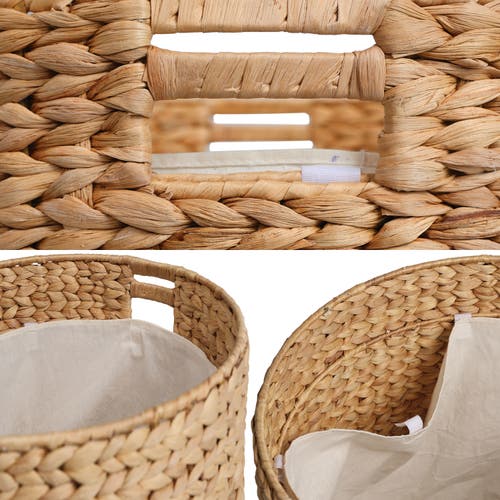 Happimess Josie 18" Modern Coastal Hand-woven Hyacinth Storage Ottoman With Lid In Brown