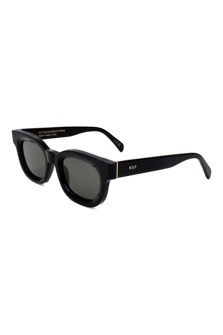 48mm Round Sunglasses, Alternate, color, BLACK