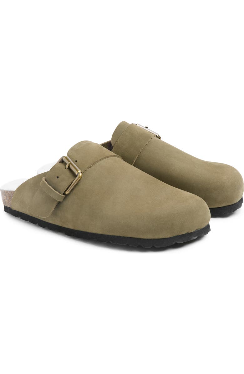Celtic & Co. Sheep Lined Strap Detail Clog, Main, color, Khaki