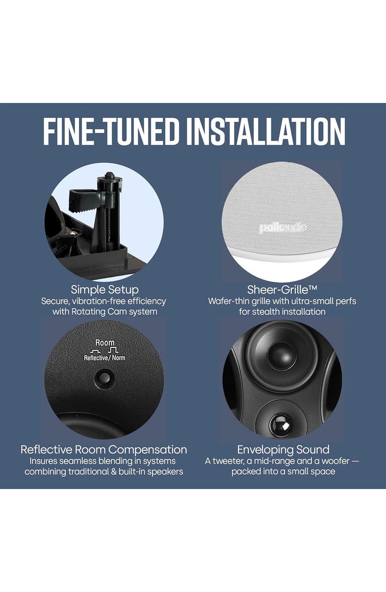 Polk Audio 70-RT Vanishing 7" In-Ceiling 3-Way Speaker - 4 Pack, Alternate, color, White