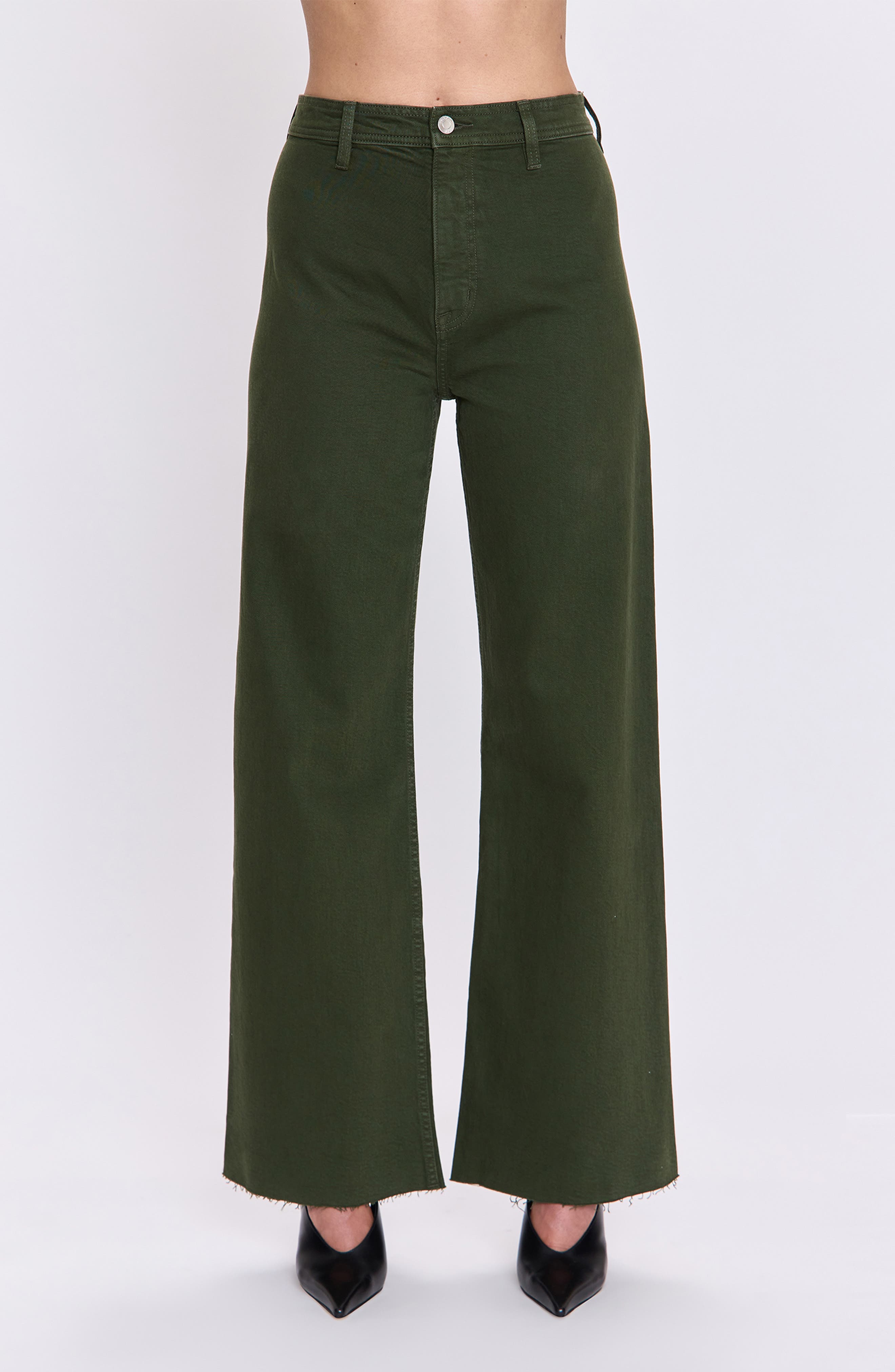 Pistola Penny High Waist Raw Hem Wide Leg Jeans