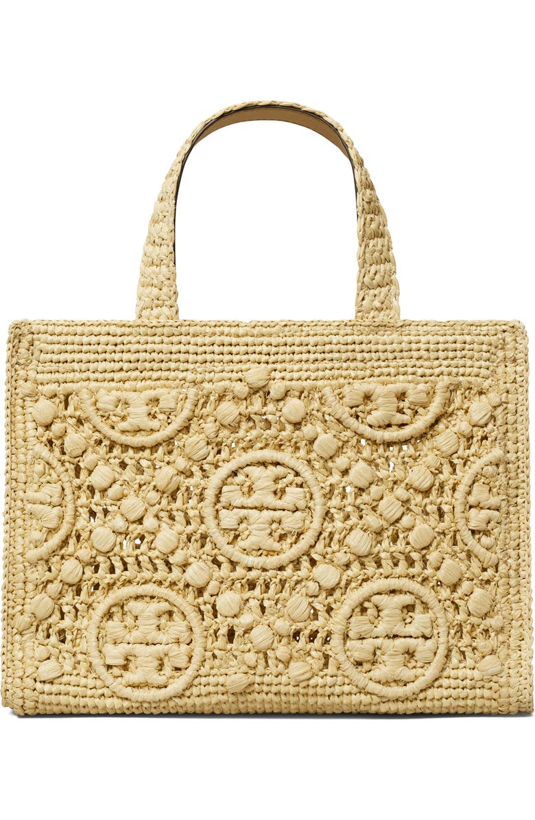 Tory Burch T Monogram Raffia Square Tote, Alternate, color, Natural