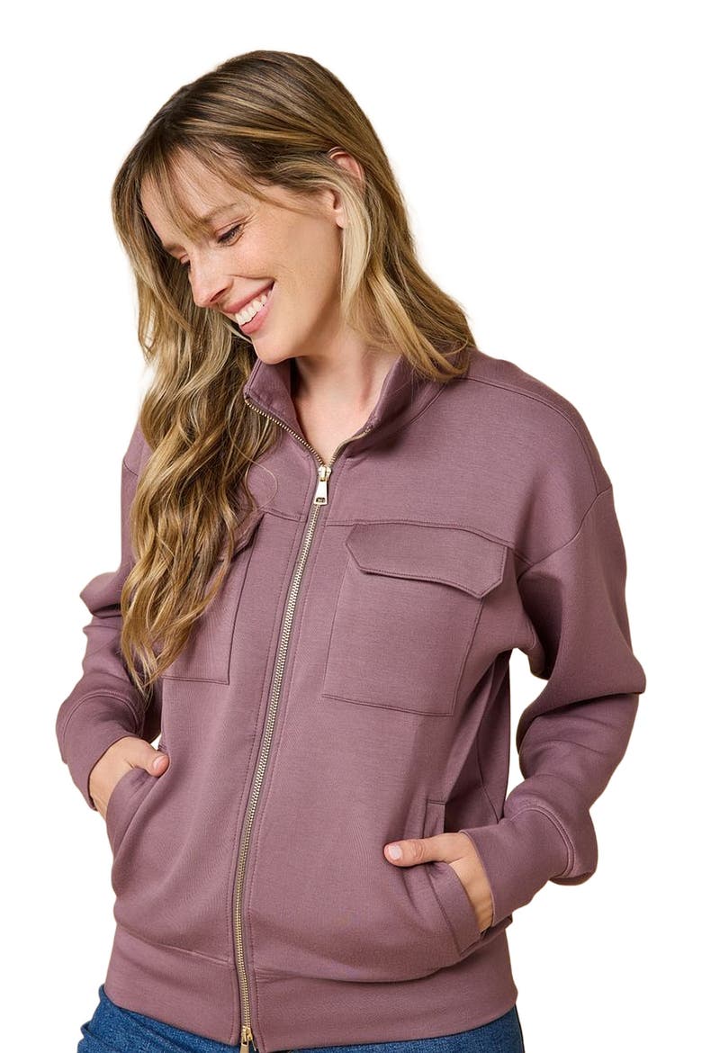 DreamTech Double Zip Bomber Jacket, Alternate, color, Driftwood