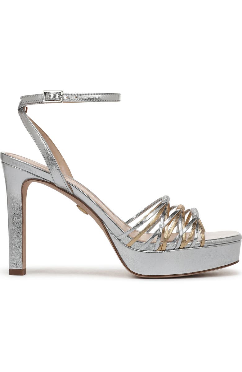 Veronica Beard Beverlee Ankle Strap Platform Sandal, Alternate, color, Silver/ Pale Gold