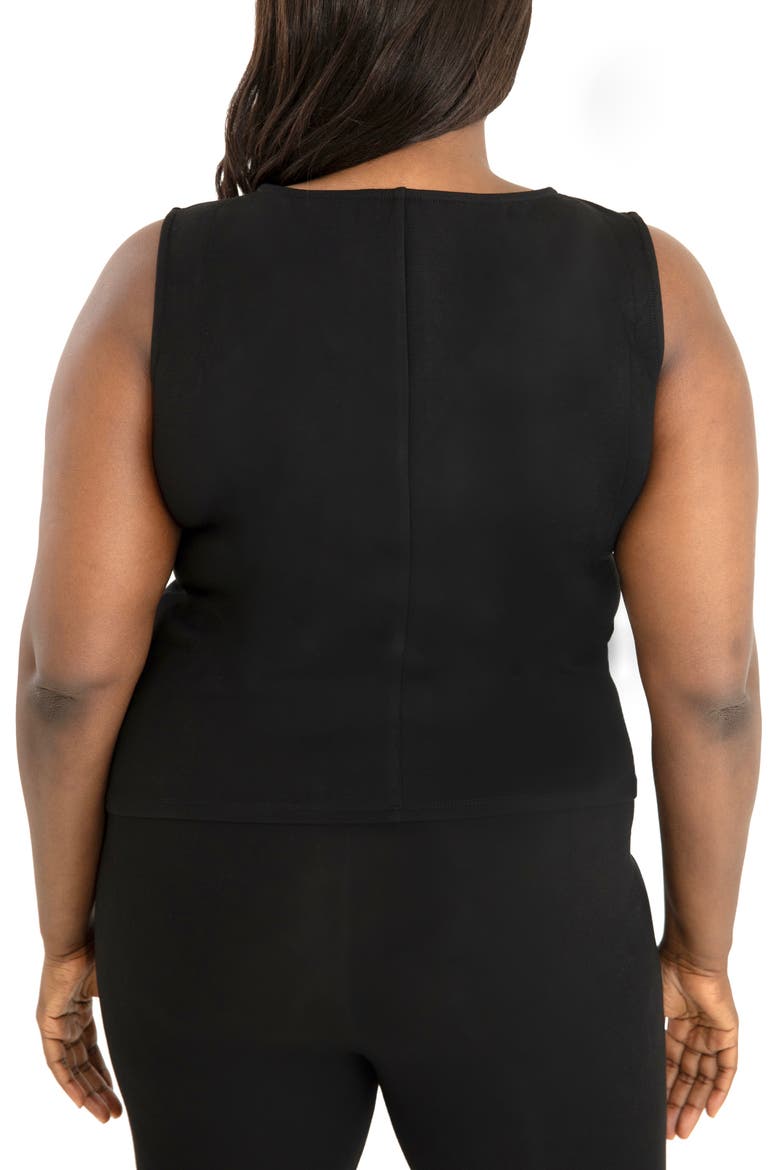 Fitted V-Neck Shell, Alternate, color, BLACK