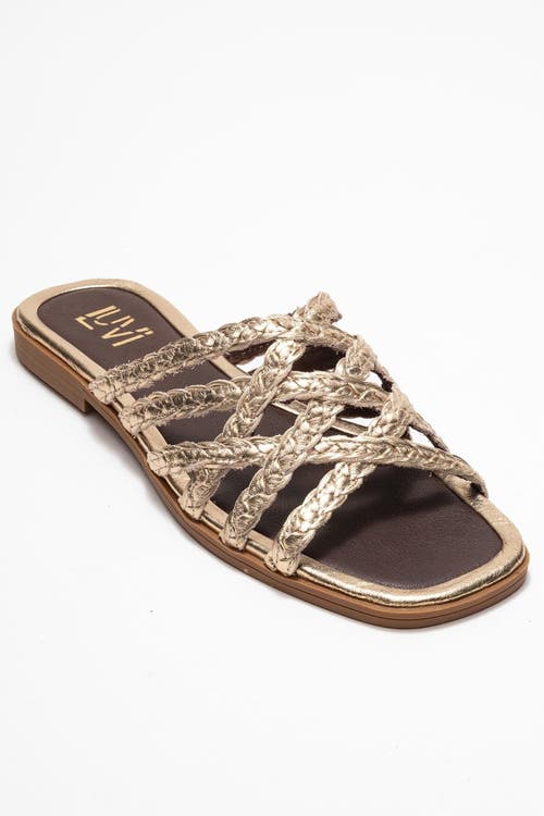 Forever & Always Shoes Alisha Leather Slide Sandal In Gold