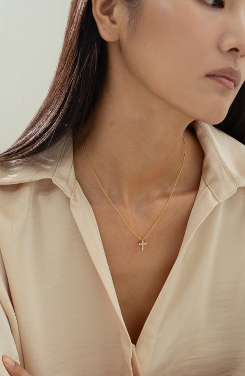 Bearfruit Jewelry 14k Gold Plated Aveline Crystal Cross Necklace Holiday Gift Guide In Gold