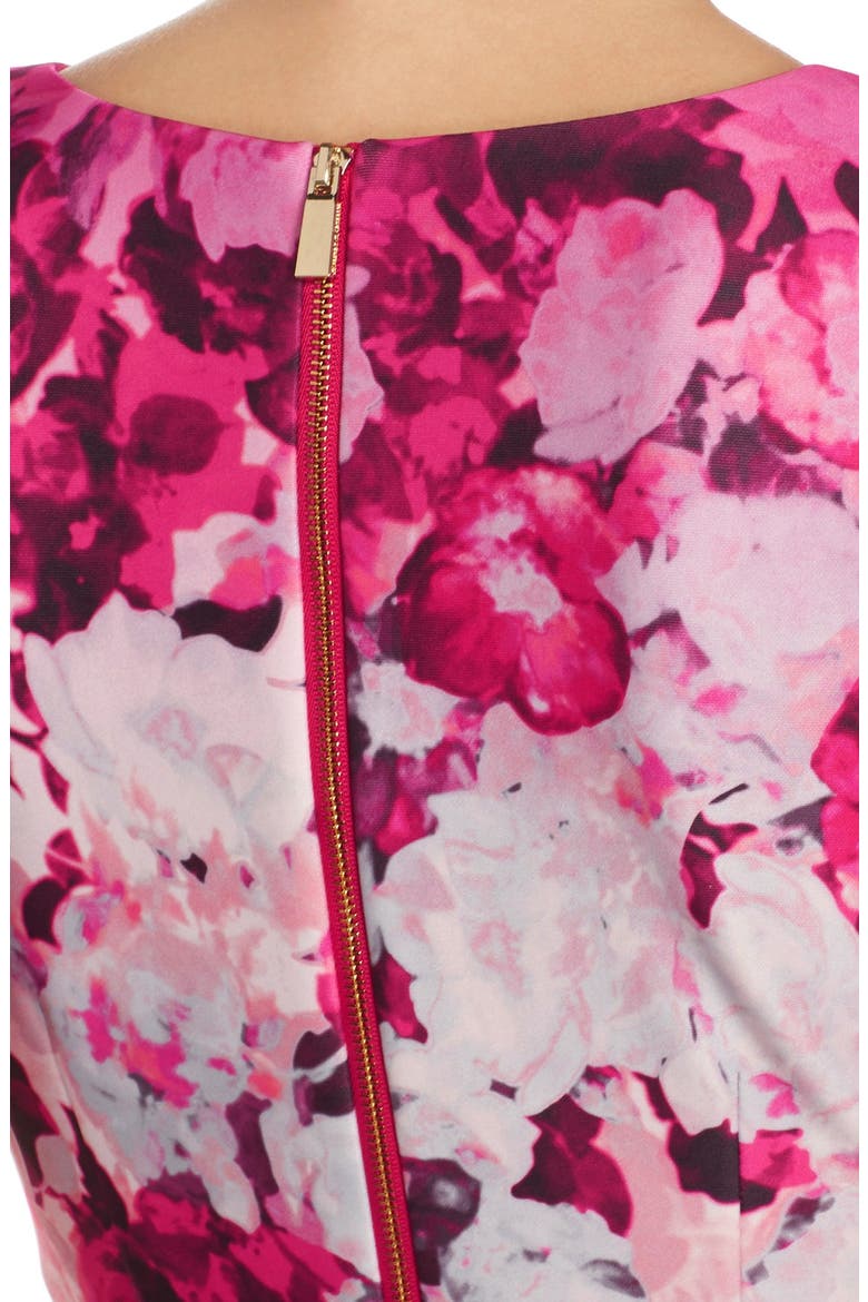 Floral Scuba Midi Dress, Alternate, color, PINK MULTI