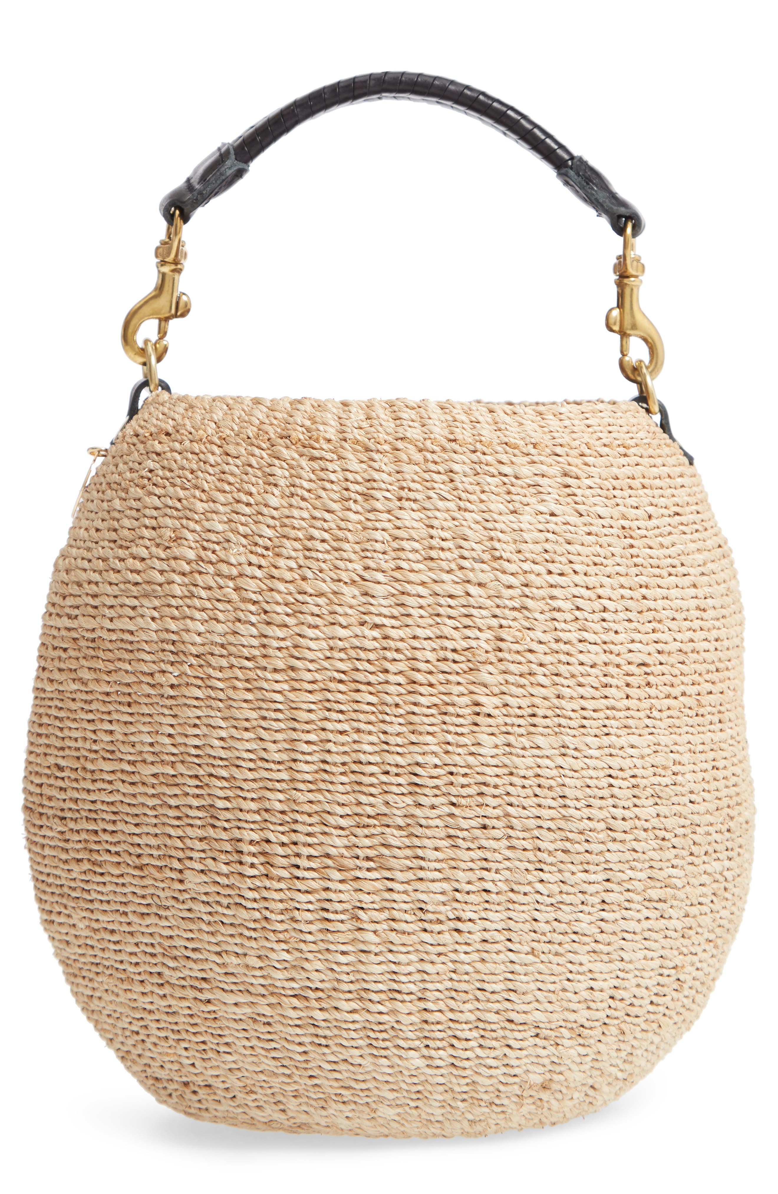 Clare V. Pot de Miel Top Handle Straw Basket Bag, Main, color, Cream