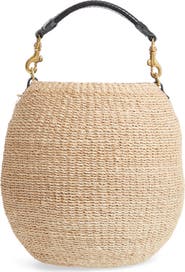 Clare V. Pot de Miel Top Handle Straw Basket Bag