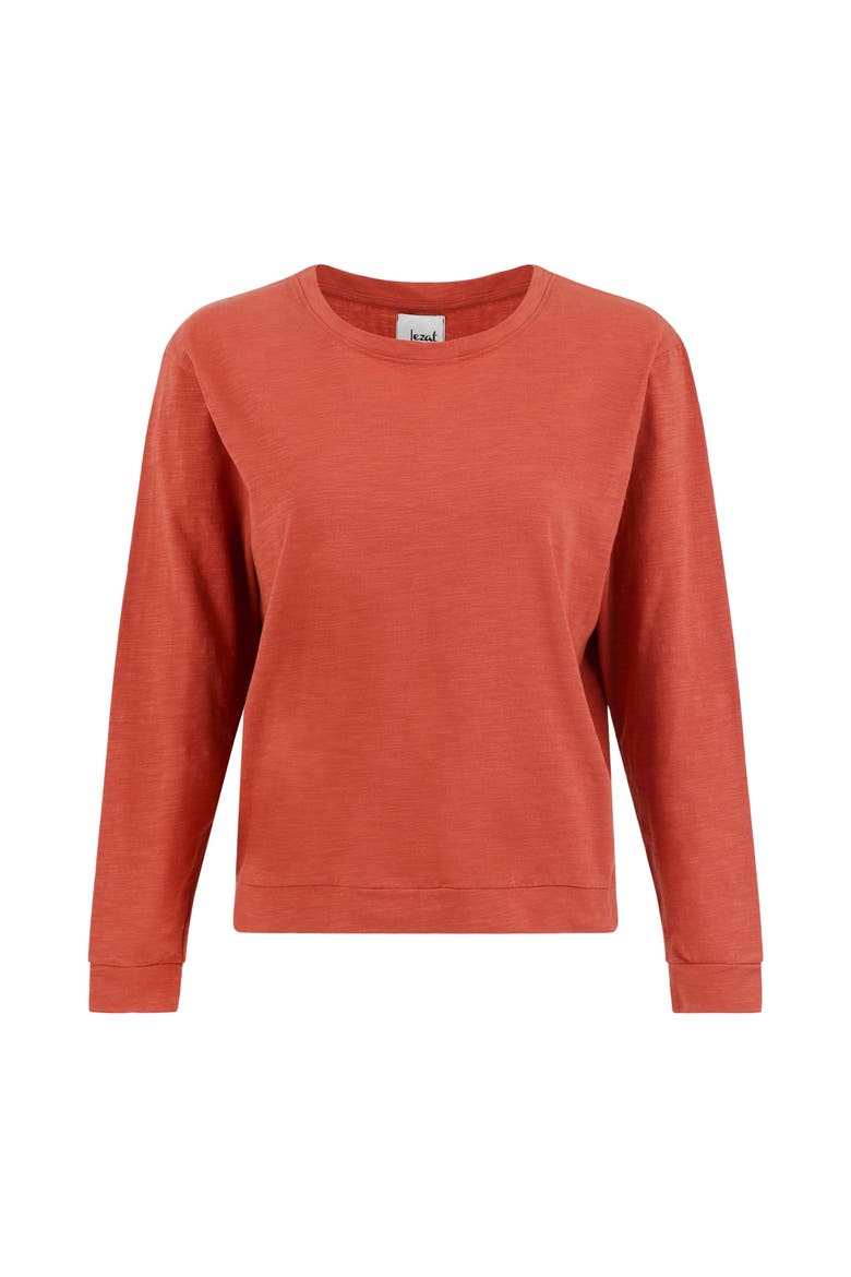 Tegan Organic Cotton Long Sleeve Pullover, Main, color, Brick