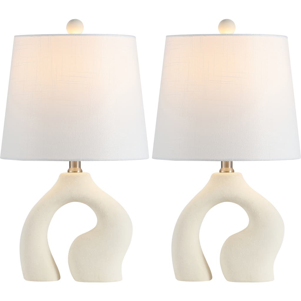 Jonathan Y Tula 19" Scandinavian Minimalist Ceramic Arch Led Table Lamp In Cream
