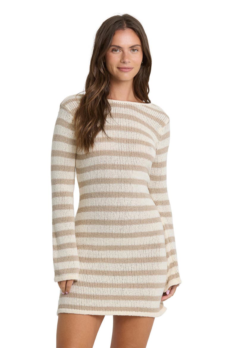 Raye Long Sleeve Minidress, Alternate, color, COBBLESTONE