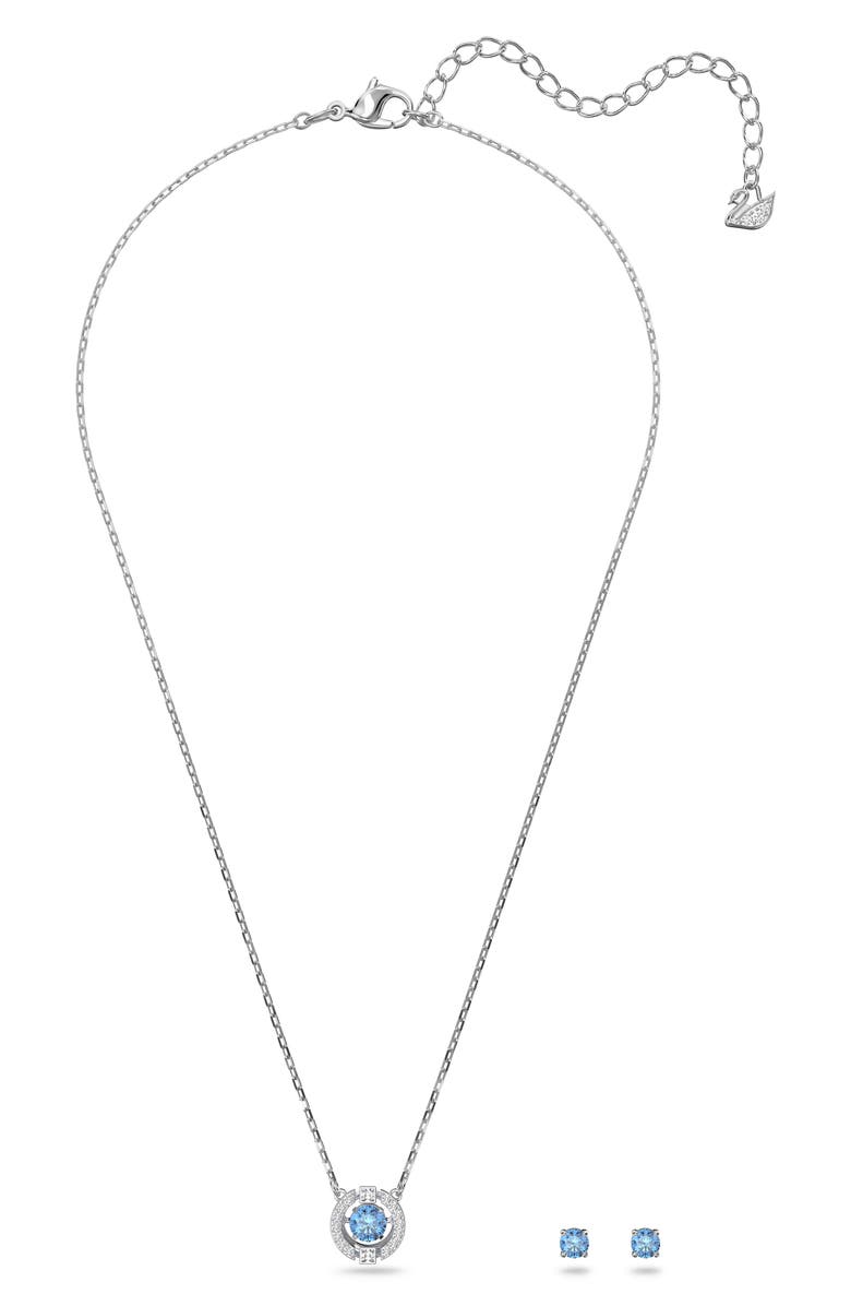 Swarovski Una Stud Earrings & Necklace Set, Alternate, color, Blue