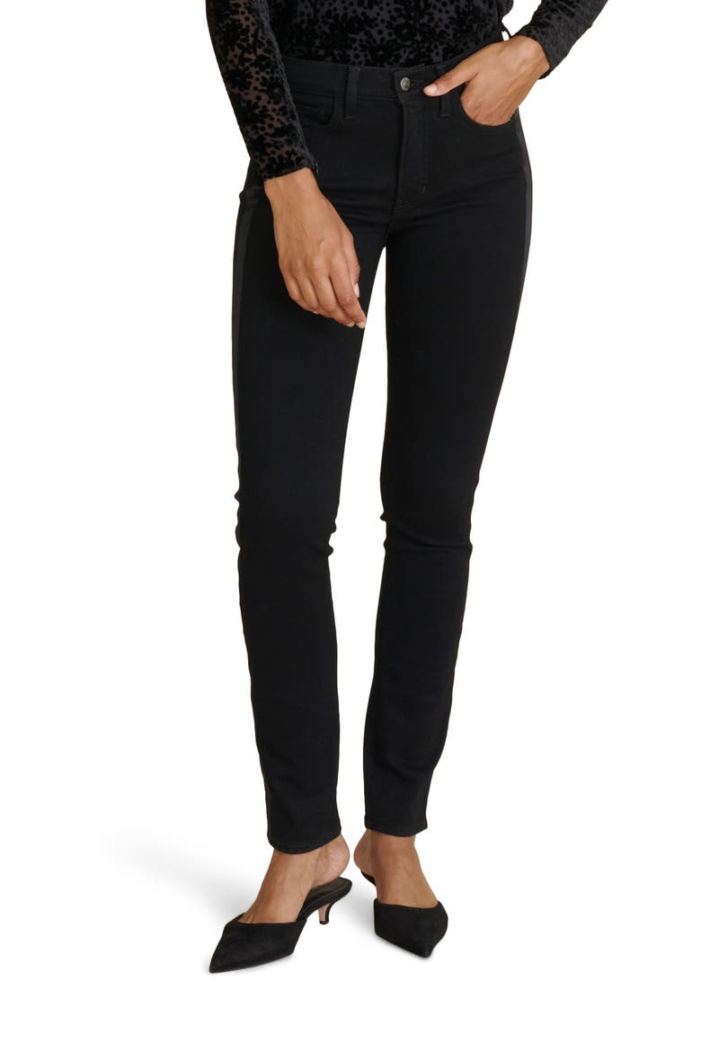 Emma Skinny Satin Stripe Jeans, Main, color, ONYX
