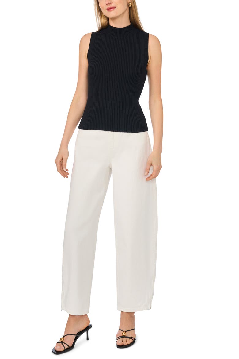 Ribbed Mock Neck Sweater Tank, Alternate, color, RICH BLACK
