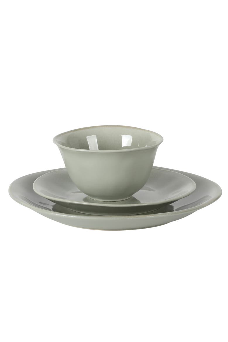 Port Barton 12-Piece Reactive Glaze Stoneware Dinnerware Set, Alternate, color, Green