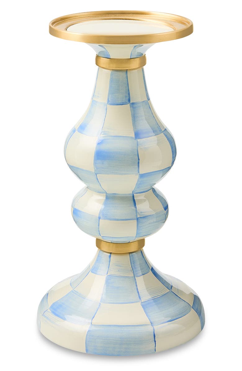 MACKENZIE CHILDS Sky Check Medium Pillar Candleholder, Main, color, Sky Check