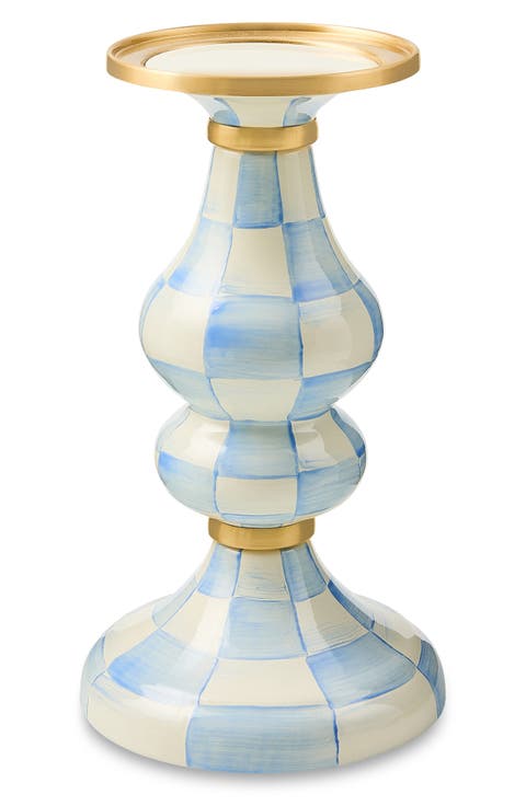 Sky Check Medium Pillar Candleholder