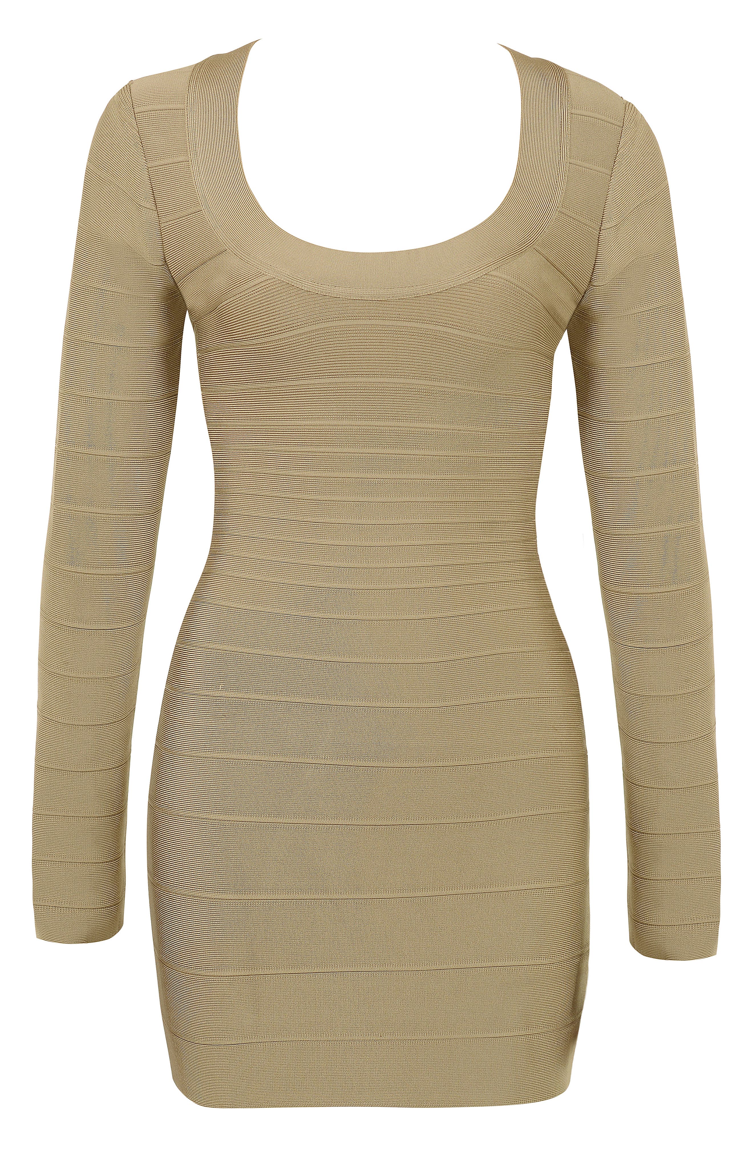 bandage dress long sleeve Final Sale Plus Size Deep Faux Wrap Long Sleeve Bandage BodyCon Dress with Gold Buttons in Red