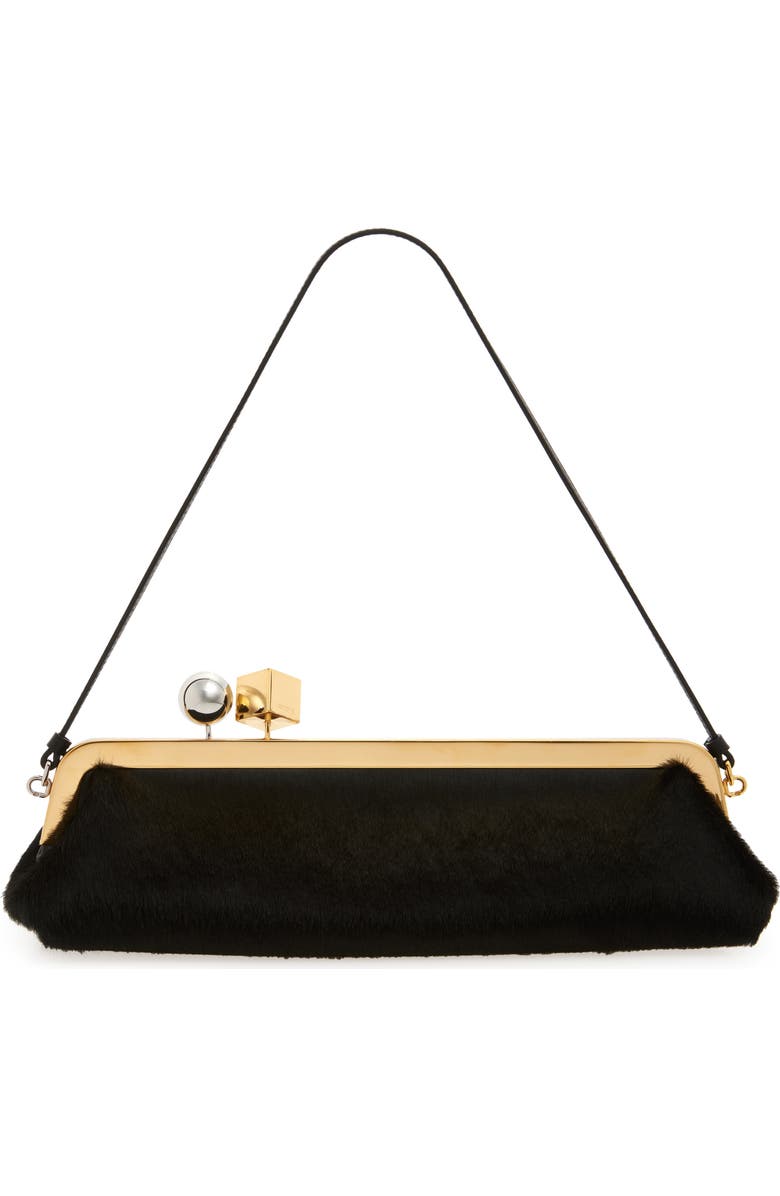 Jacquemus La Pochette The Salon Genuine Calf Hair Shoulder Bag, Main, color, Black