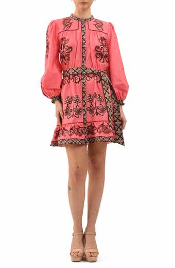 Celina Moon Rosette Long Sleeve Minidress