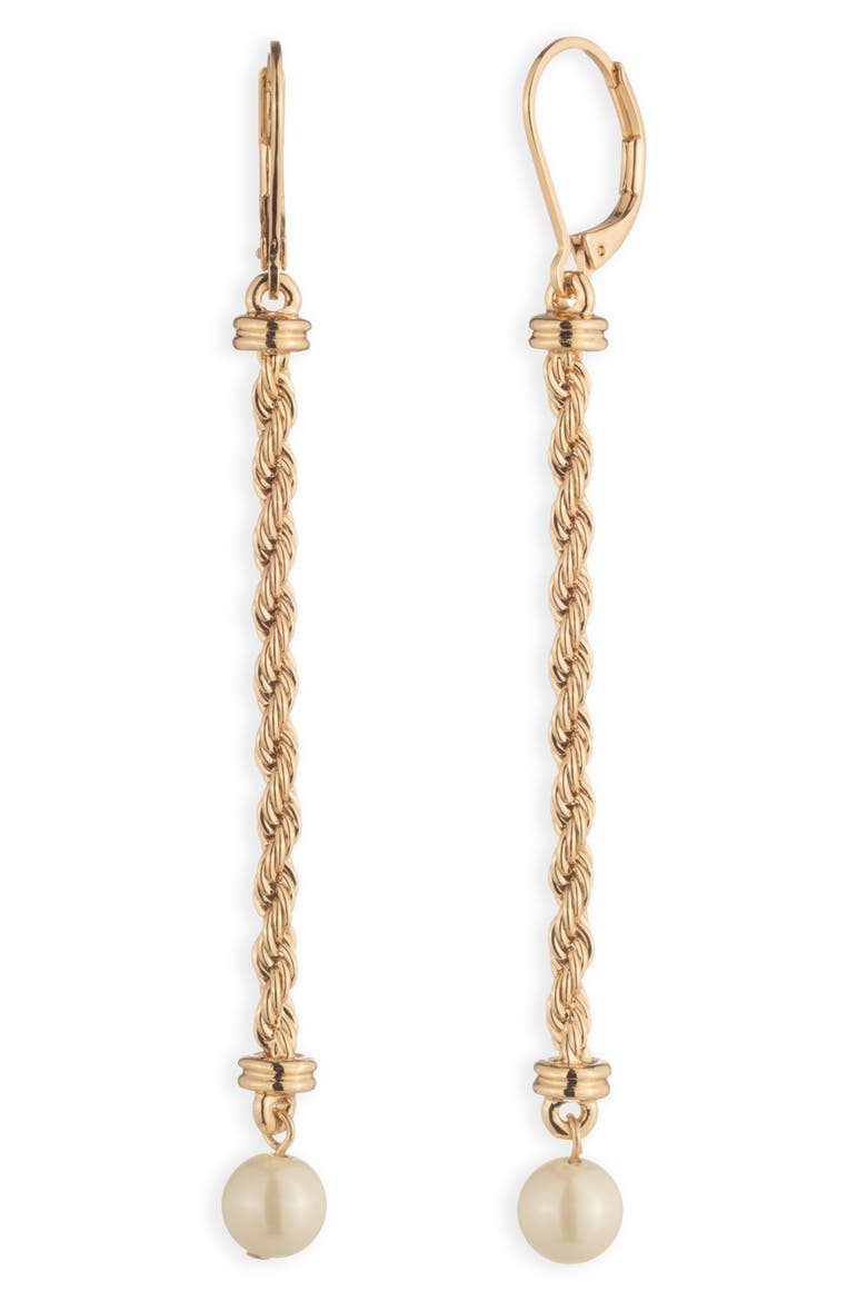Rope Imitation Pearl Linear Earrings, Main, color, WHITE