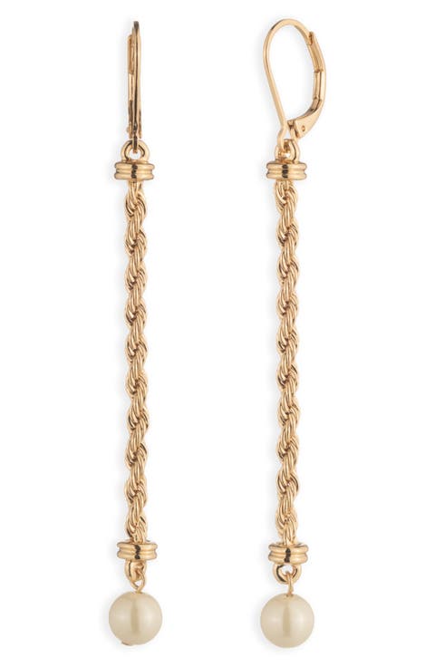 Rope Imitation Pearl Linear Earrings