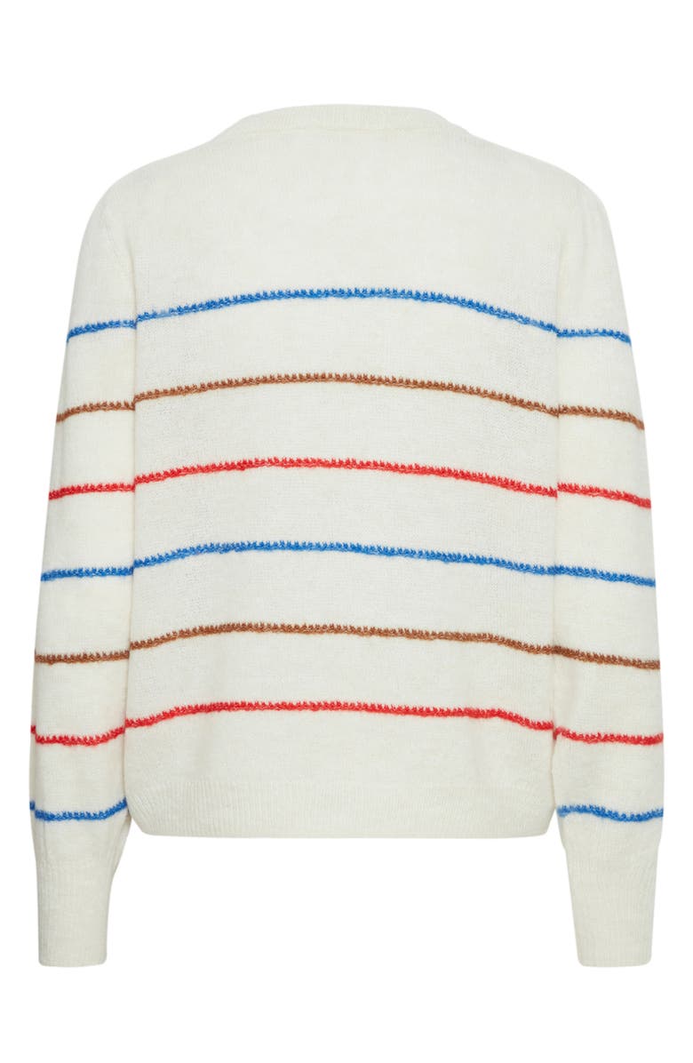ICHI Kamara Stripe Sweater, Alternate, color, Cloud Dancer Stripe