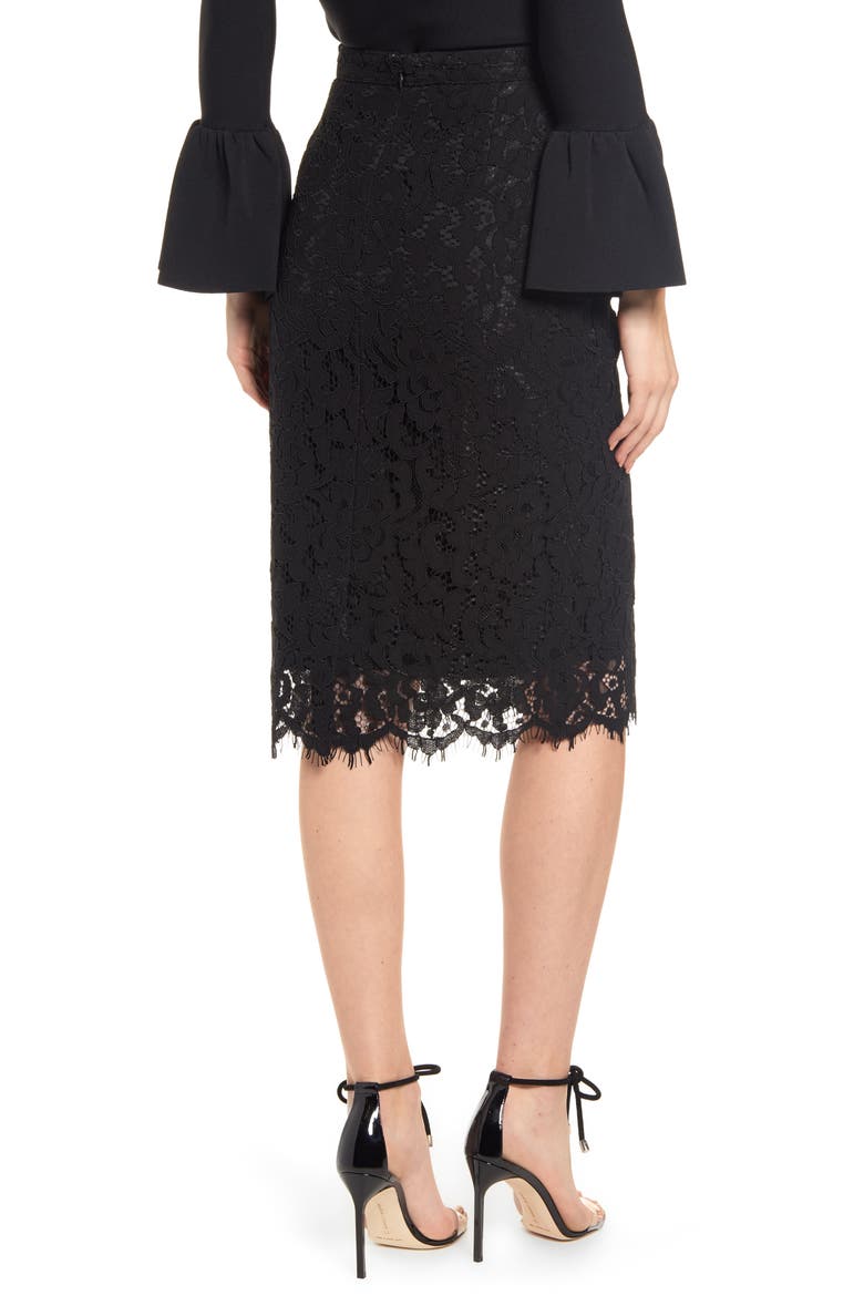 Lace Pencil Skirt, Alternate, color, BLACK