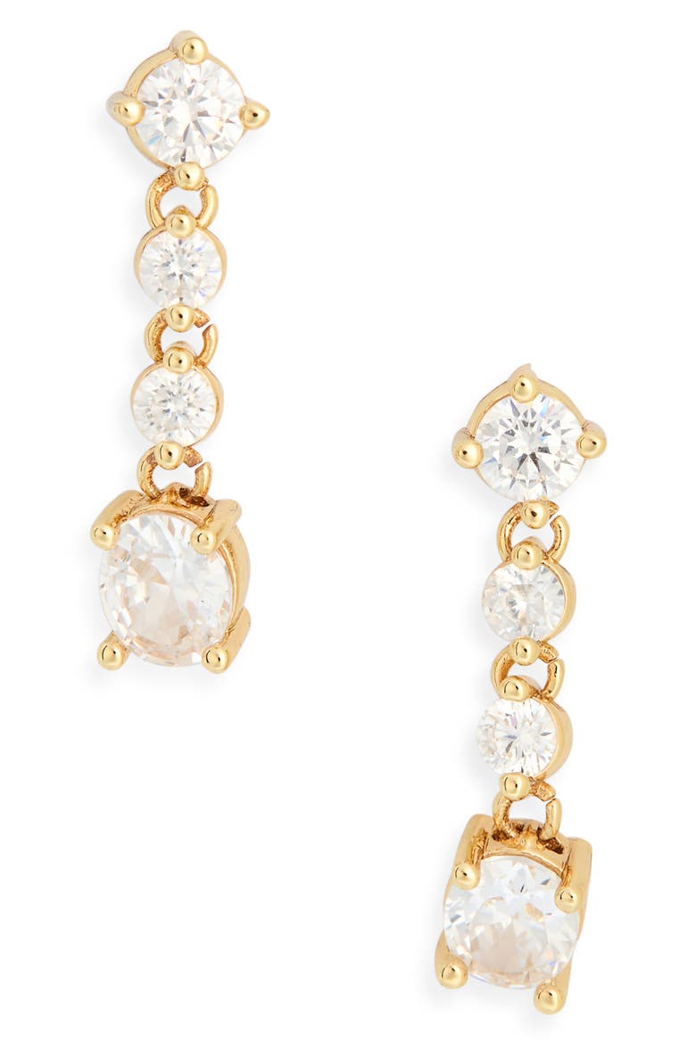 Cubic Zirconia Drop Earrings, Main, color, CLEAR- GOLD