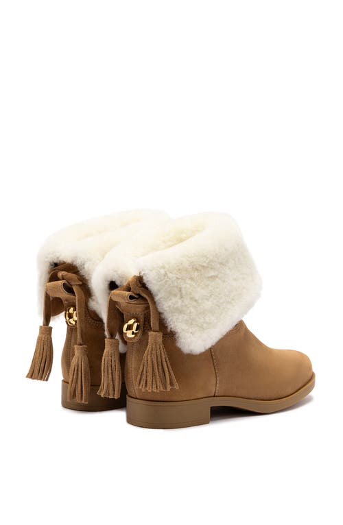 Larroude Verbier Suede & Shearling Ankle Booties In Peanut