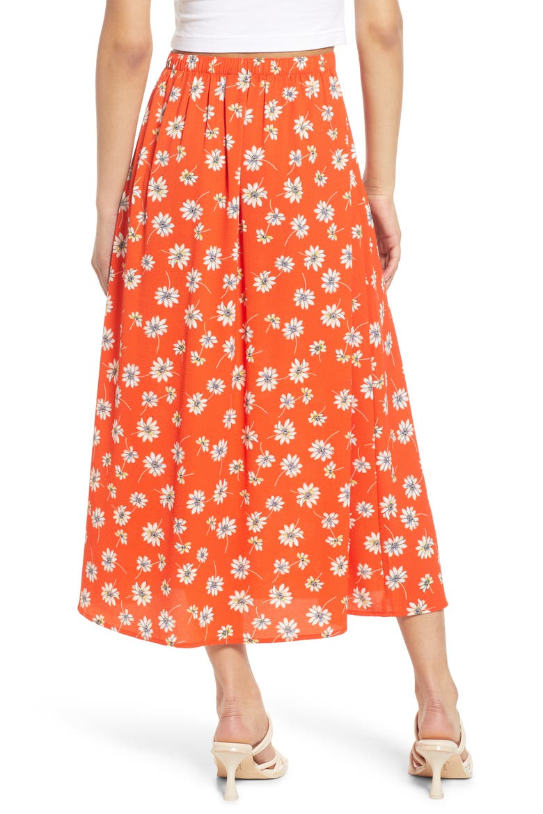 Saga Recycled Polyester Blend Midi Skirt, Alternate, color, CHERRY TOMATO AOP