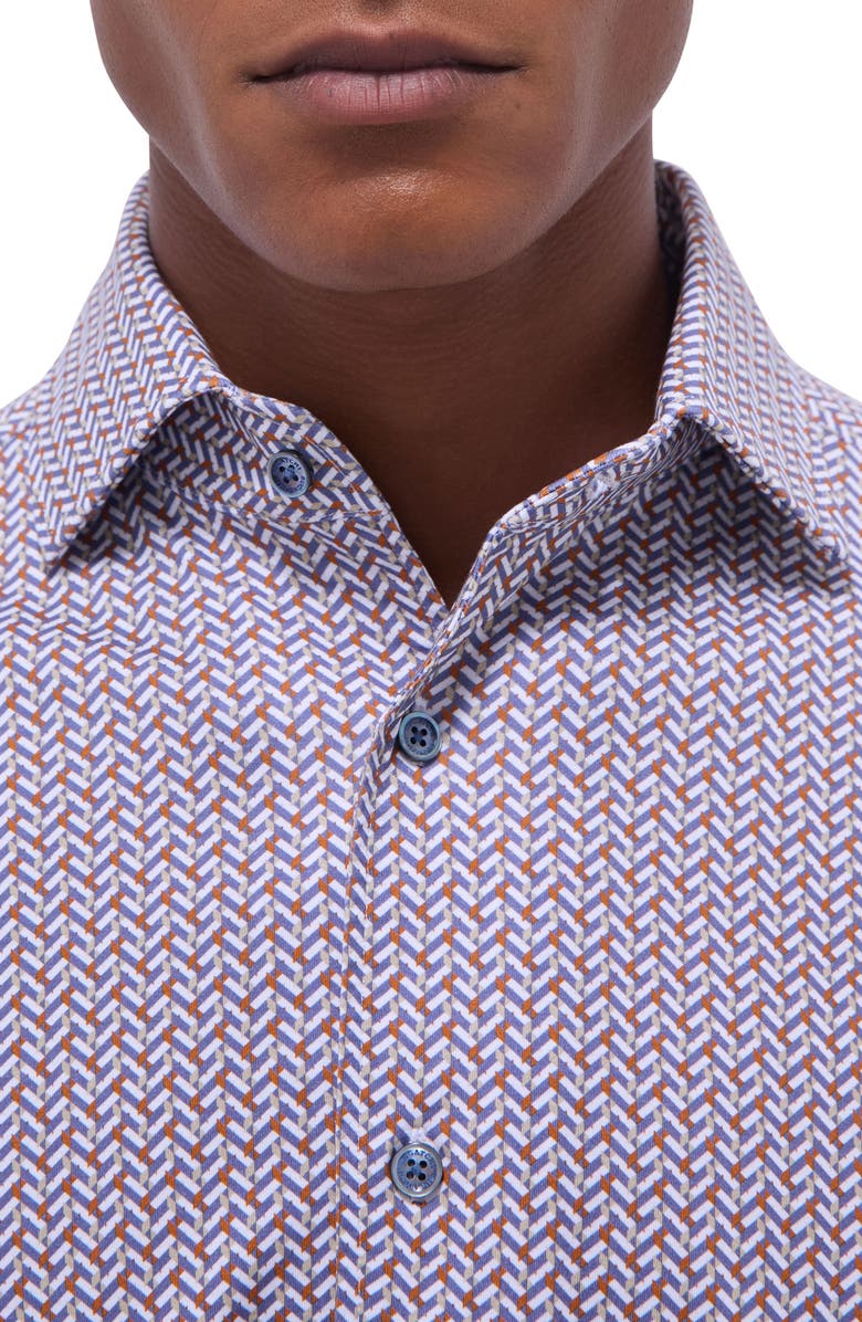 Bugatchi Devon OoohCotton<sup>®</sup> Herringbone Print Button-Up Shirt, Alternate, color, 