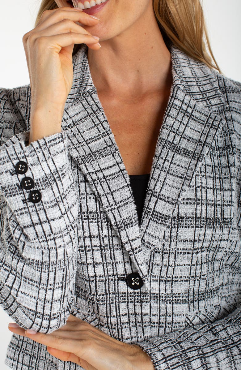 Liverpool Los Angeles Plaid Crop Blazer, Alternate, color,