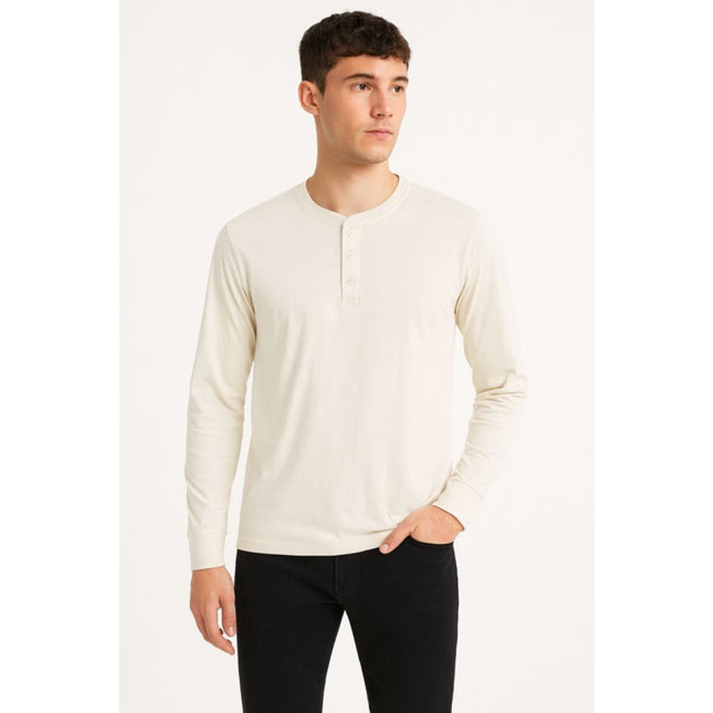 Benben Mens Long Sleeve Henley Shirt In White