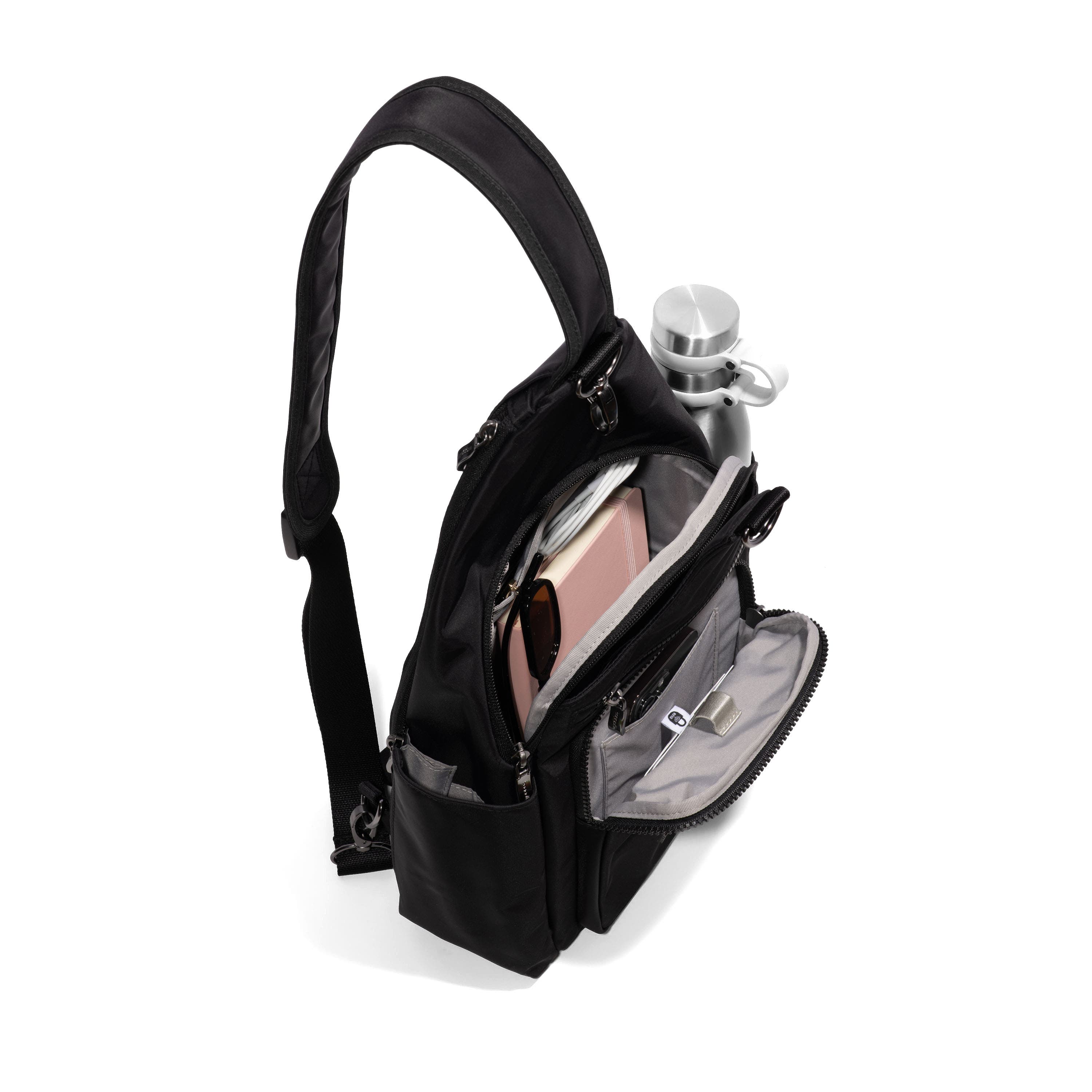 BAGGALLINI Central Park Large Sling Bag, Alternate, color, Black Twill