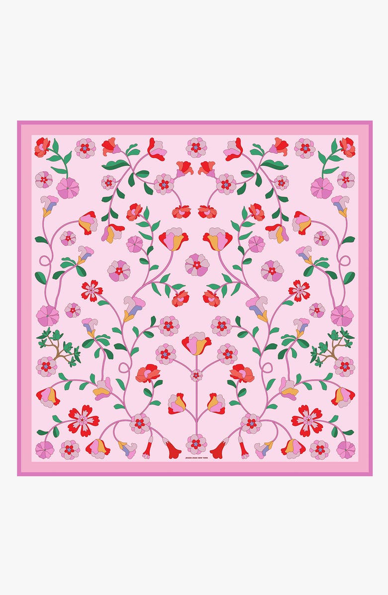 Jessie Zhao New York Blush Botanica Double Sided Silk Scarf, Main, color, Pink