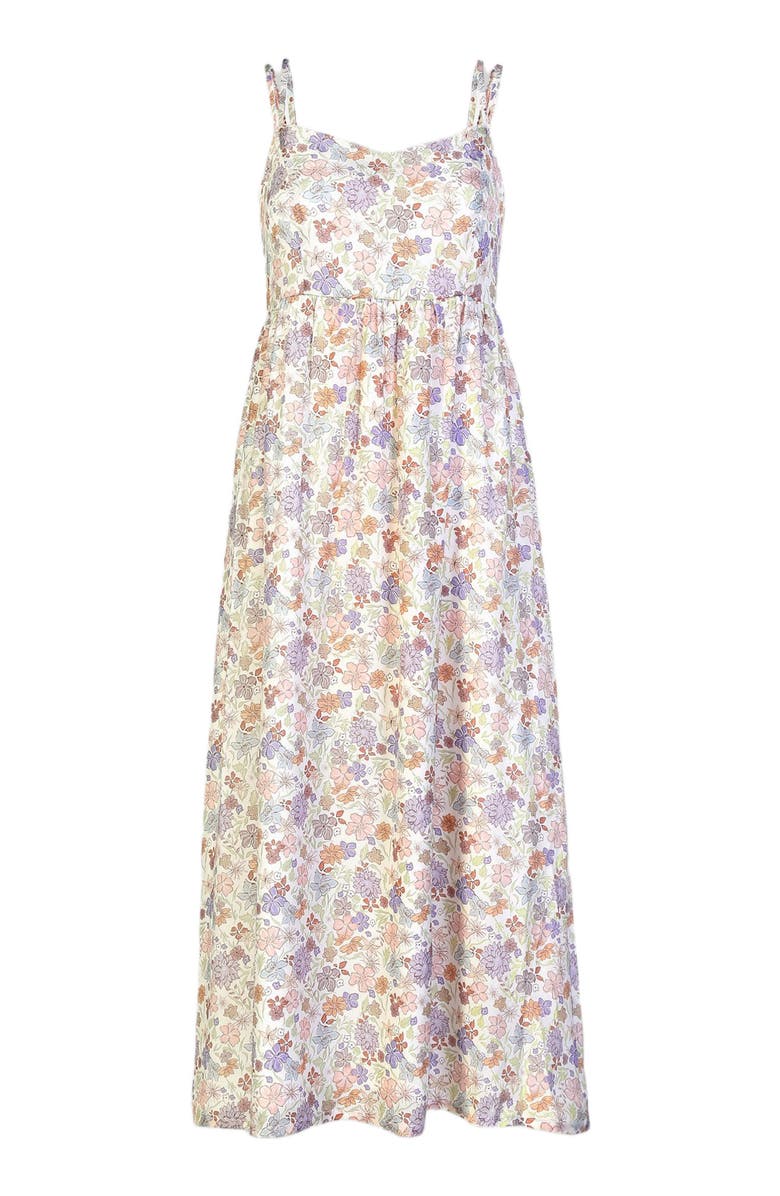Reistor Strappy Gathered Midi Dress Remixed Florals, Alternate, color, Multicolored Florals
